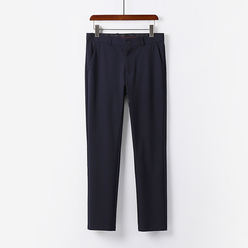 Men's Elegant Slim Fit Suit Trousers with Crease and Straight Leg Chichicherry