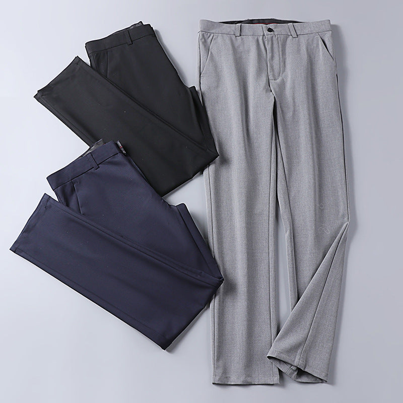 Men's Elegant Slim Fit Suit Trousers with Crease and Straight Leg Chichicherry