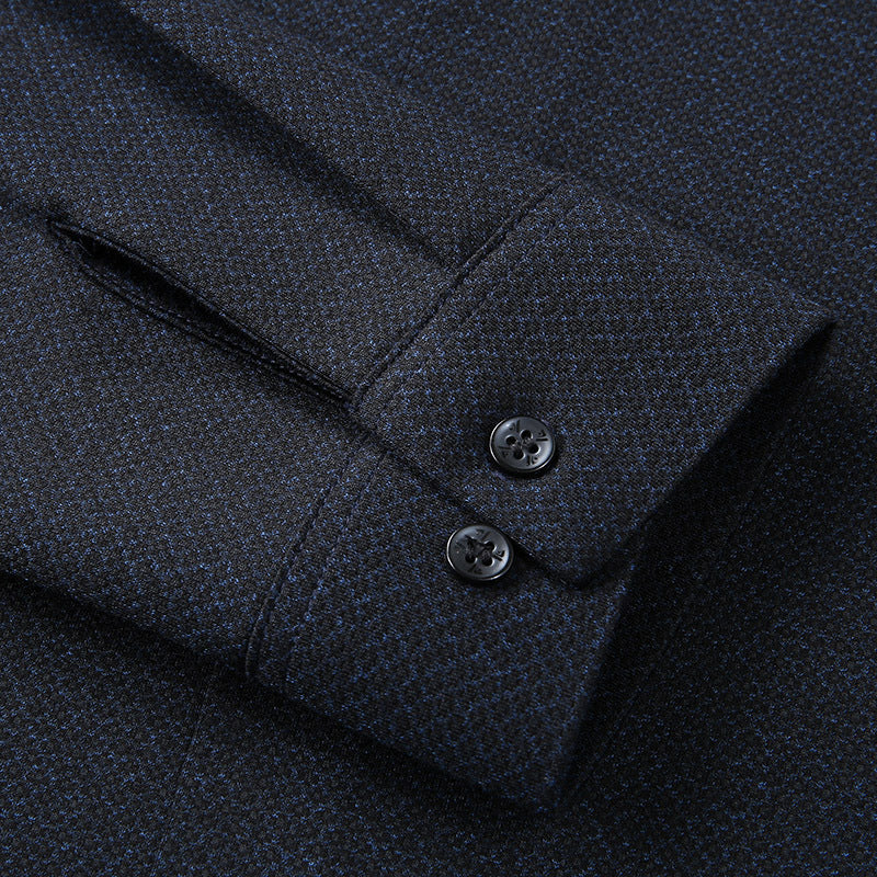 Men's Elegant Long Sleeve Shirt with Fine Texture and Classic Button Placket Chichicherry