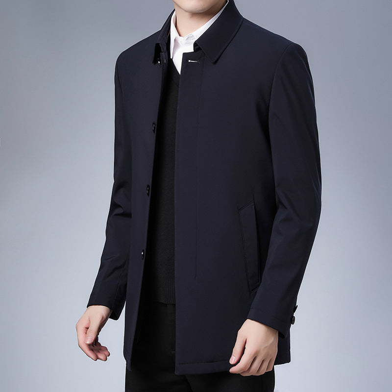 Men's Modern Business Short Coat with Straight Cut, Concealed Button Placket and Shirt Collar Chichicherry