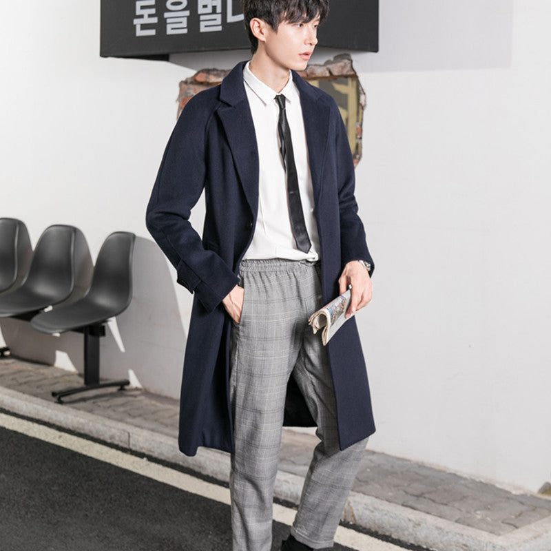Men's Tailored Wool Blend Overcoat with Classic Lapels and Straight Cut Chichicherry