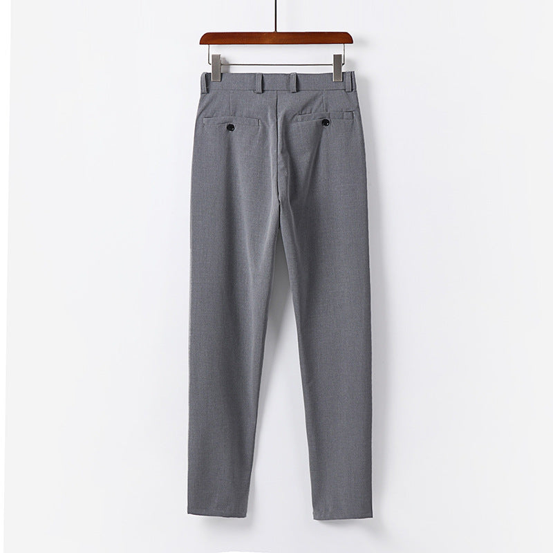 Men's Elegant Slim Fit Suit Trousers with Crease and Straight Leg Chichicherry