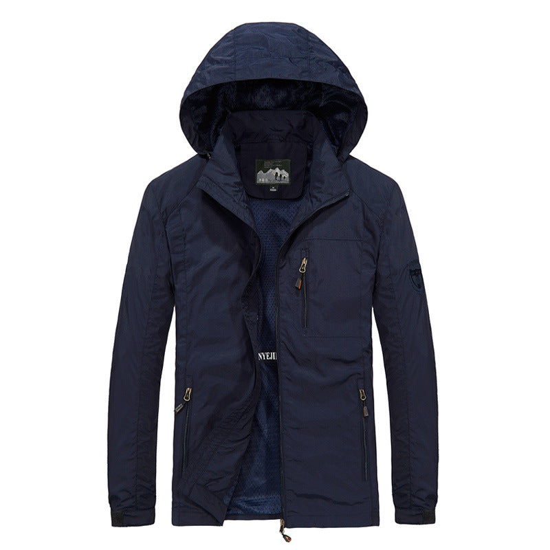 Men's Breathable Softshell Hybrid Jacket with Hood, Micro Fleece Lining and Zipper Chest Pocket Chichicherry