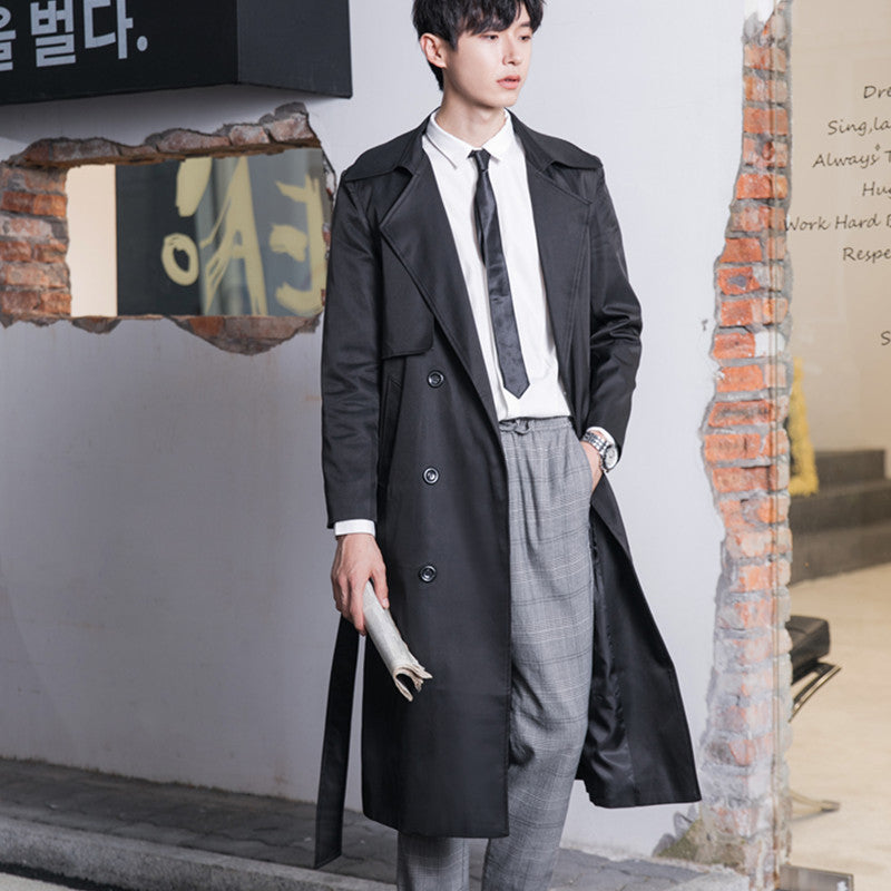 Men's Lightweight Trench Coat with Double Breasted, Tailored Fit and Wind Resistant Surface Chichicherry