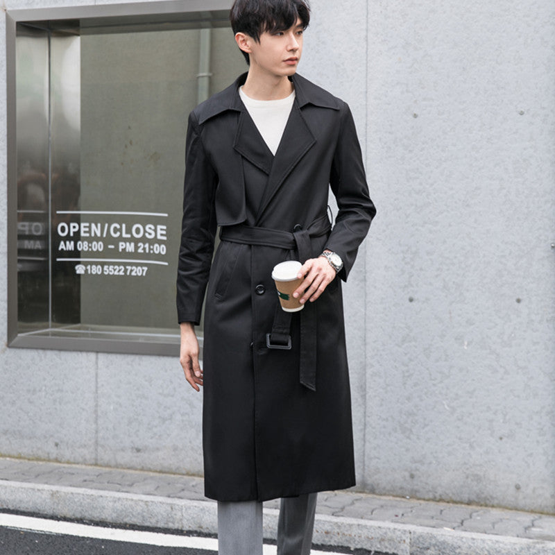 Men's Lightweight Trench Coat with Double Breasted, Tailored Fit and Wind Resistant Surface Chichicherry