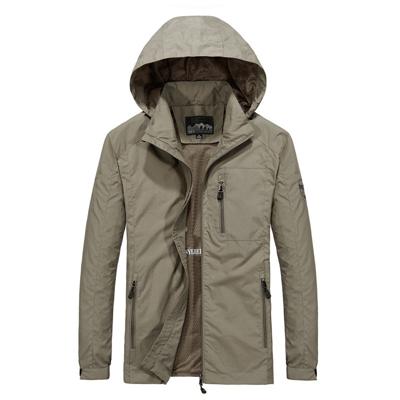 Men's Breathable Softshell Hybrid Jacket with Hood, Micro Fleece Lining and Zipper Chest Pocket Chichicherry