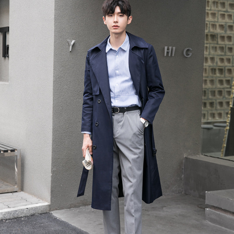 Men's Lightweight Trench Coat with Double Breasted, Tailored Fit and Wind Resistant Surface Chichicherry