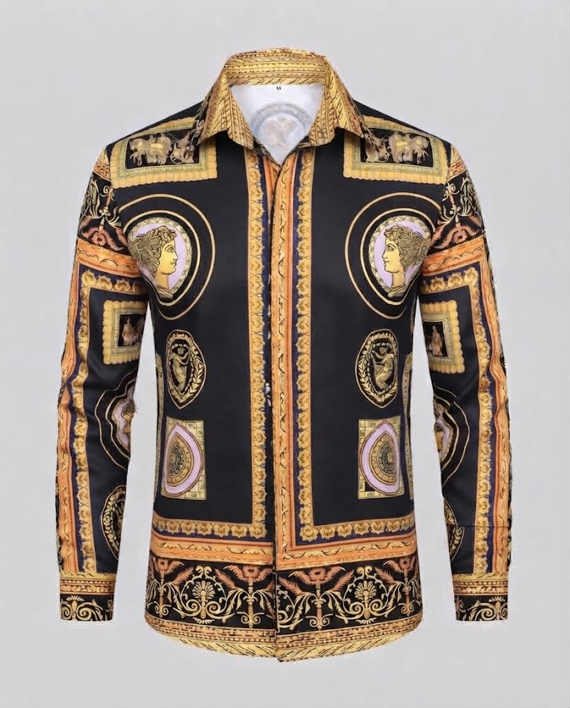Men's fashionable shirt with artistic print and elegant details Chichicherry