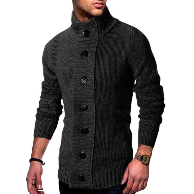 Men's knit cardigan with high button collar and fitted cut Chichicherry