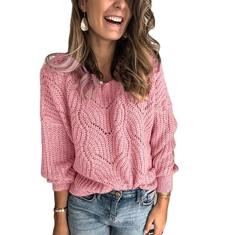 Women Oversize Lace-Chunky Knit Sweater with Boat Neck and Cable Pattern Chichicherry