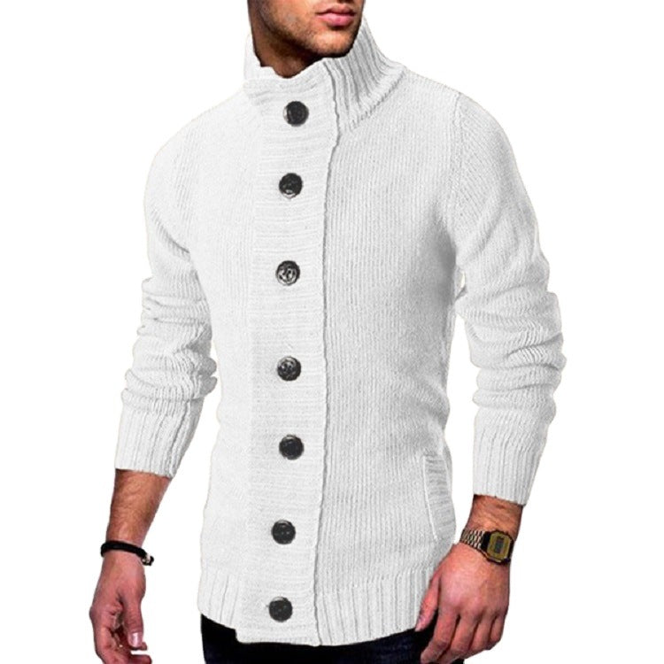 Men's knit cardigan with high button collar and fitted cut Chichicherry