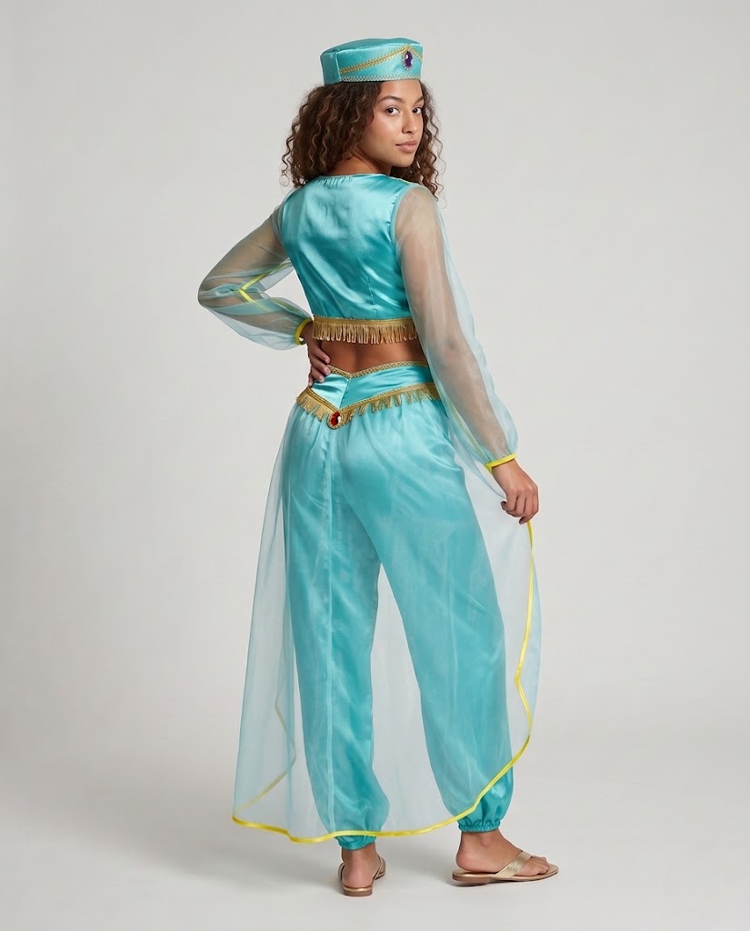 Women's Magical Princess Costume with Transparent Sleeves and Glittering Accents Chichicherry