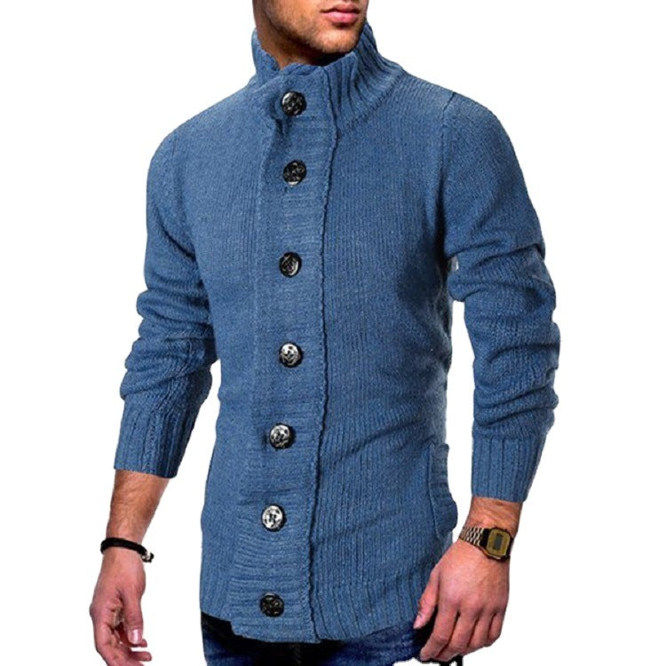 Men's knit cardigan with high button collar and fitted cut Chichicherry