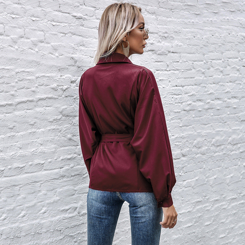 Women's Fitted Shirt with Ties and Chest Pockets Chichicherry