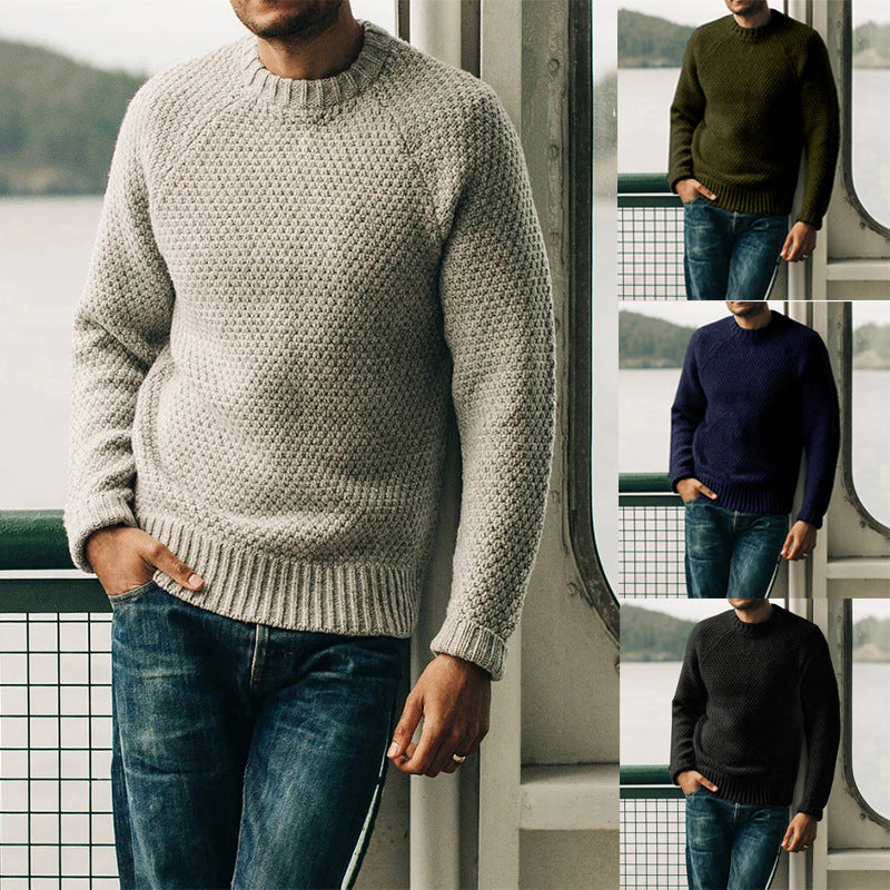 Men's raglan structured pullover with waffle texture and ribbed cuffs Chichicherry