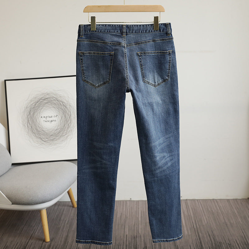 Men's straight-cut jeans made of stretch denim with five pockets and a used effect Chichicherry