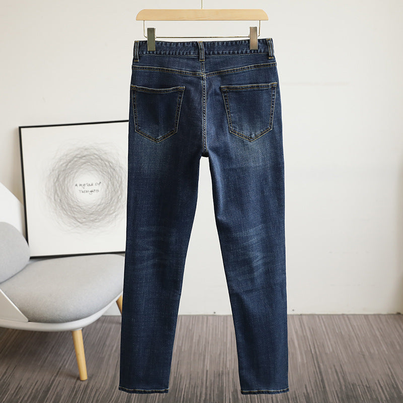 Men's straight-cut jeans made of stretch denim with five pockets and a used effect Chichicherry