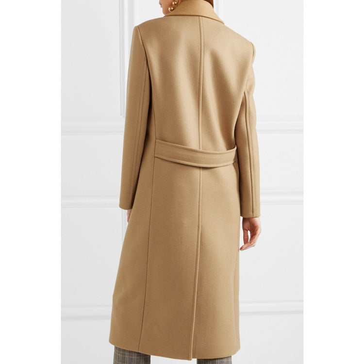 Women's Double-Breasted Wool Coat with Tailored Silhouette and Statement Notch Lapel Chichicherry