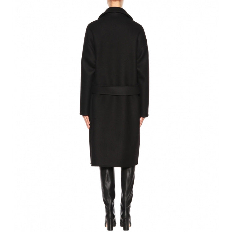 Women Oversize Double-Breasted Long Coat with Wide Shawl Collar and Relaxed Tailoring Chichicherry