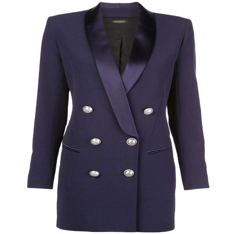 Women's blazer dress in tailoring look with satin shawl collar and structured shoulders Chichicherry