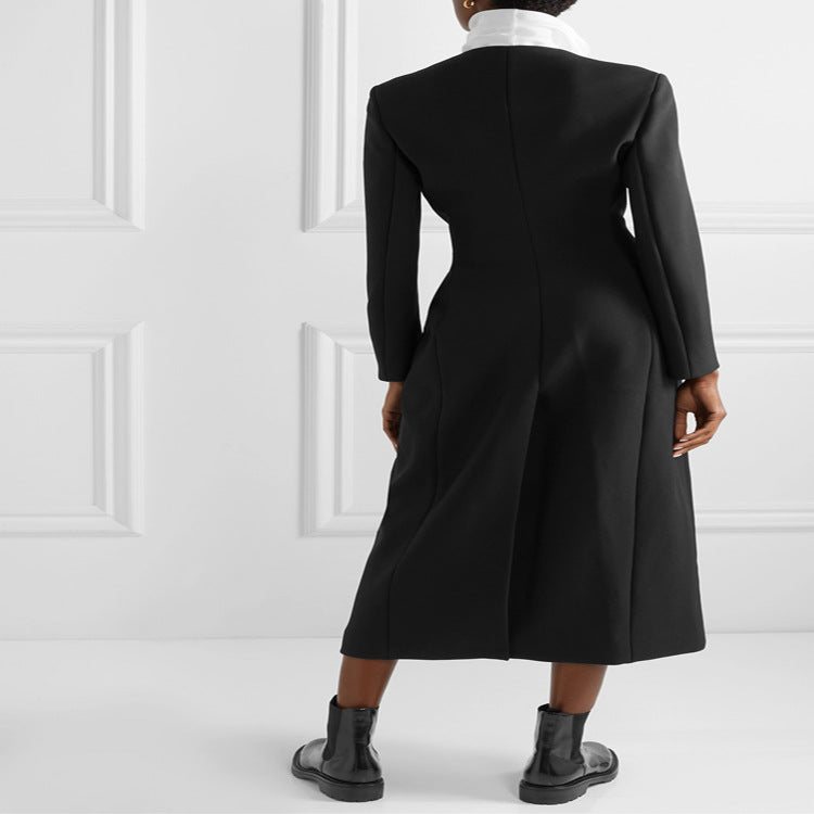 Women Maxi long minimalist tailoring coat with open front Chichicherry