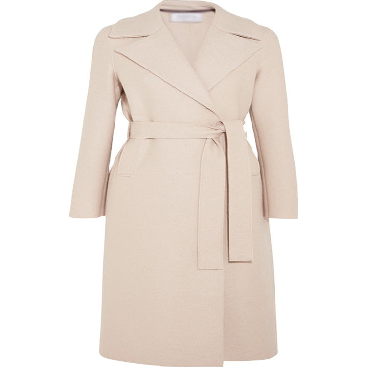 Ladies Elegant Tailored Wrap Coat in Wool-Cashmere Blend Chichicherry
