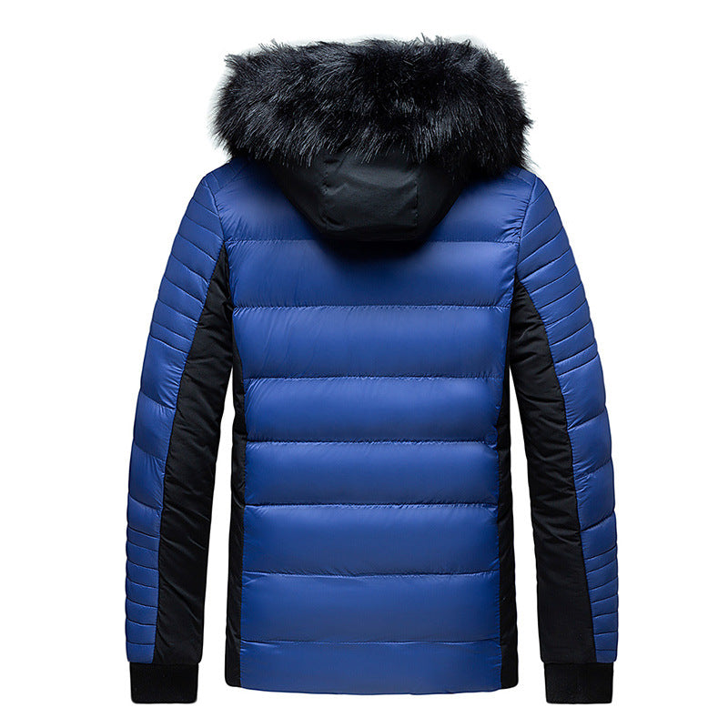 Men's quilted jacket with hood and faux fur trim, wind and water resistant Chichicherry