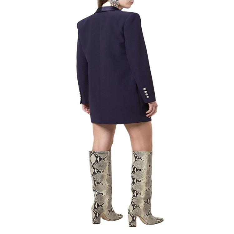 Women's blazer dress in tailoring look with satin shawl collar and structured shoulders Chichicherry