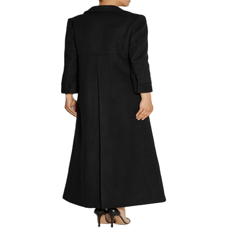 Ladies Floor-Length Single-Breasted Coat with Split and Tailored Silhouette Chichicherry