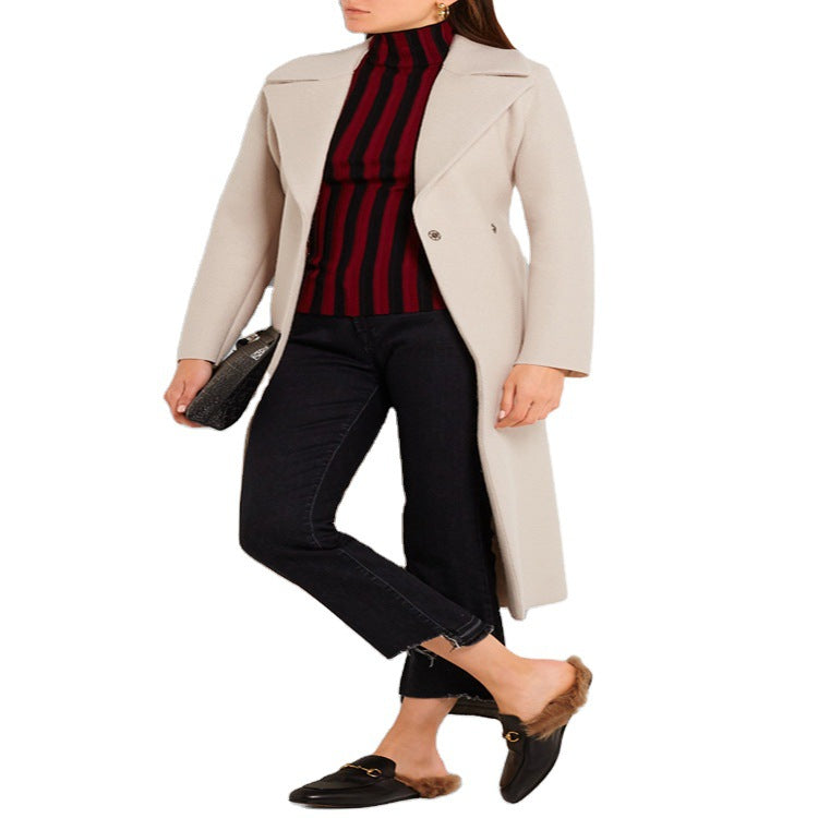 Ladies Elegant Tailored Wrap Coat in Wool-Cashmere Blend Chichicherry