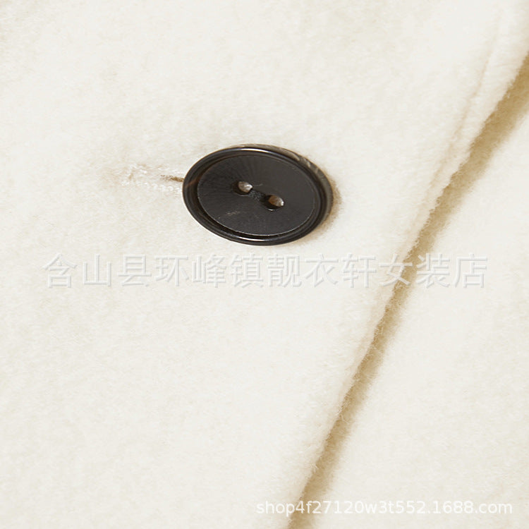 Women Tailored Midi-Length Coat with Wrap Belt and Shawl Collar Chichicherry