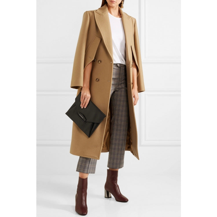 Women's Double-Breasted Wool Coat with Tailored Silhouette and Statement Notch Lapel Chichicherry