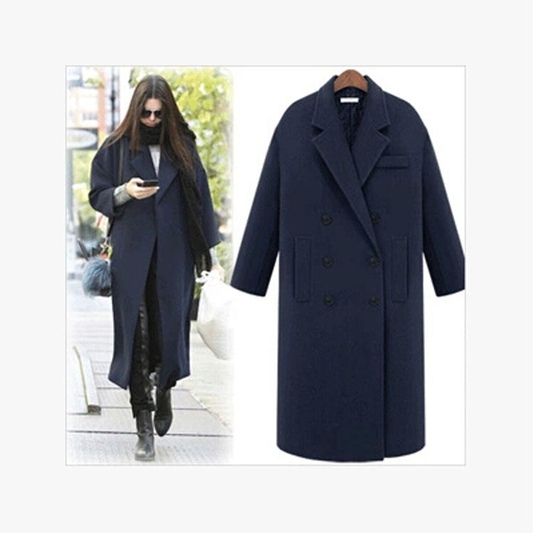 Men's long coat in minimalist double-breasted wool blend with boxy oversized silhouette Chichicherry