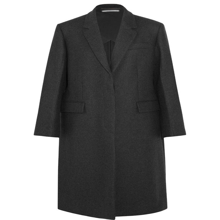 Women's Oversize Single-Breasted Maxi-Length Wool Blend Long Coat with Relaxed Shoulders and Flap Pockets Chichicherry