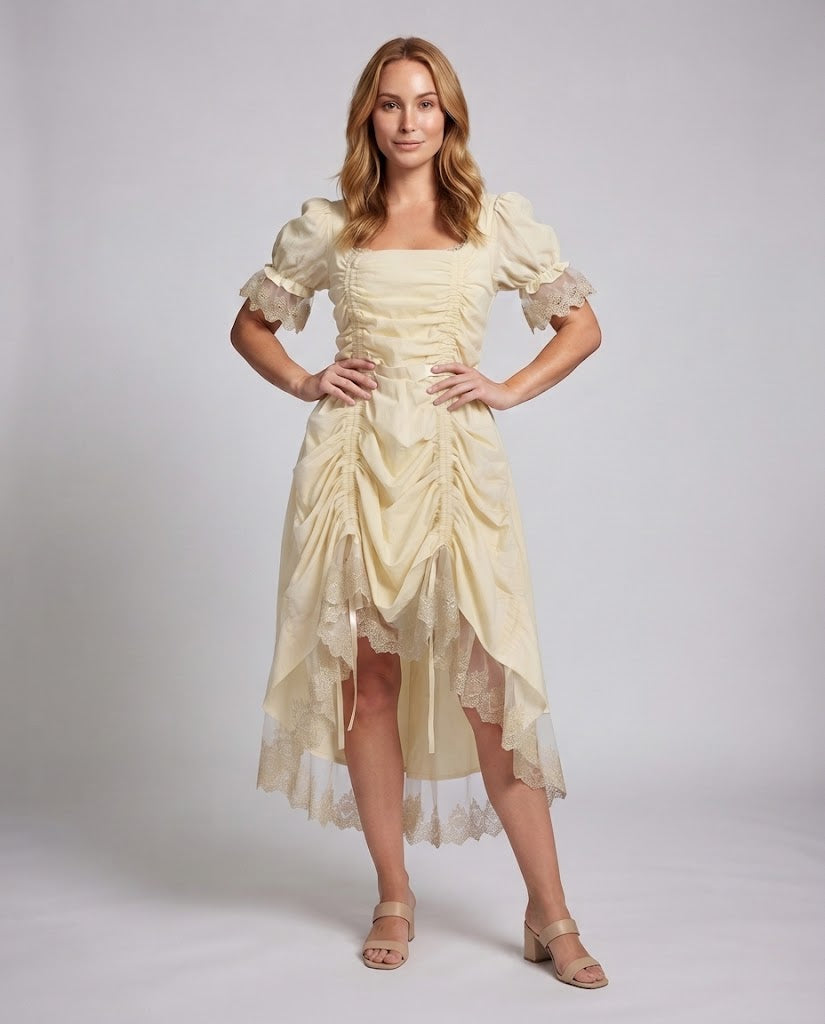 Women’s dress with ruffles and lace trim Chichicherry