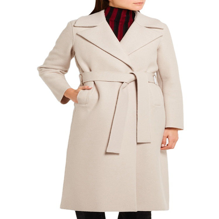 Ladies Elegant Tailored Wrap Coat in Wool-Cashmere Blend Chichicherry