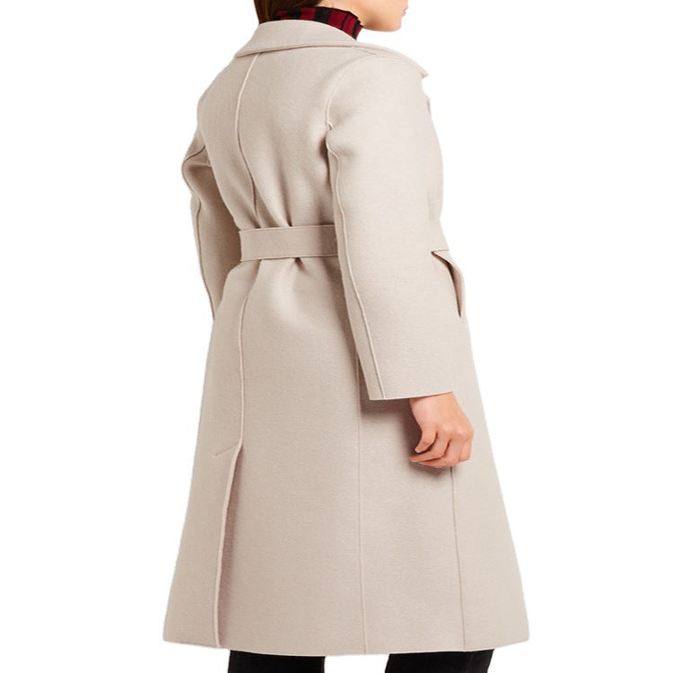 Ladies Elegant Tailored Wrap Coat in Wool-Cashmere Blend Chichicherry