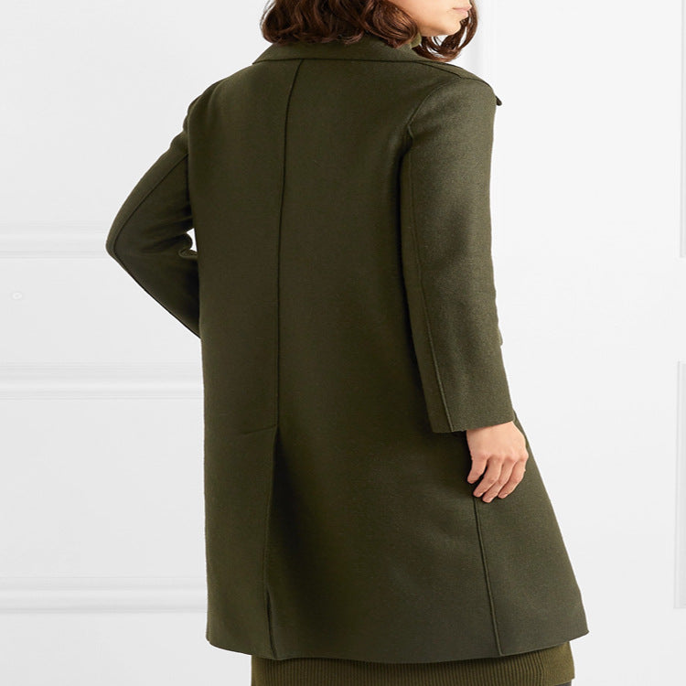Women's Midi Length Turtleneck Knit Dress with Side Slit and Relaxed Fit Chichicherry