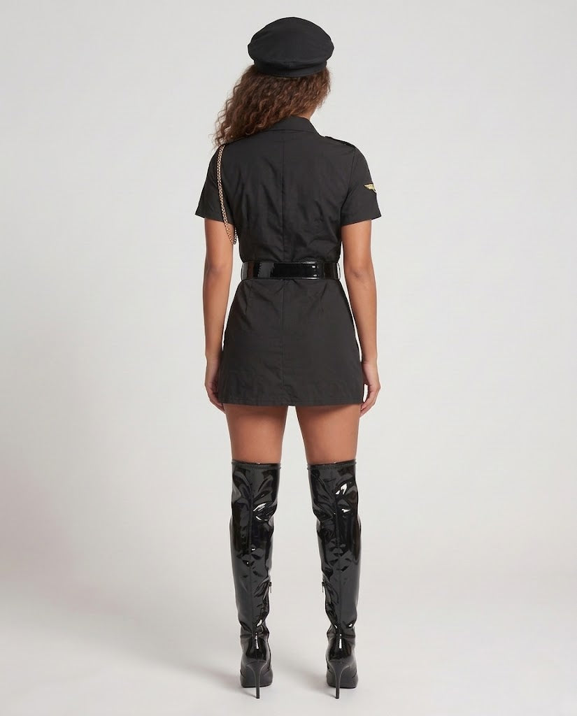 Women's pilot costume with shimmering collar and golden accents Chichicherry