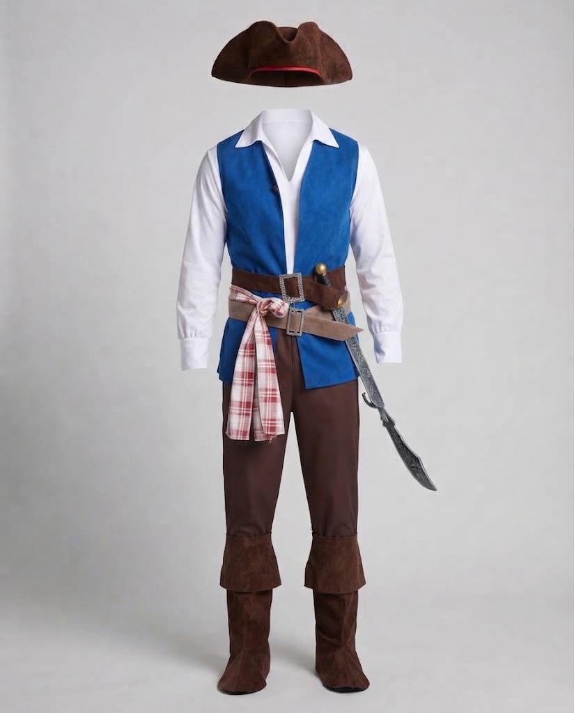 Men's pirate costume with authentic details and high-quality material Chichicherry