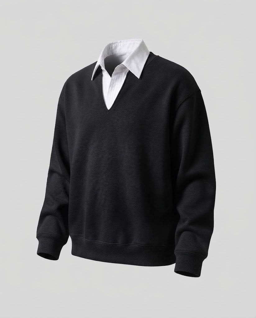 Ladies' casual and elegant sweatshirt with shirt collar Chichicherry
