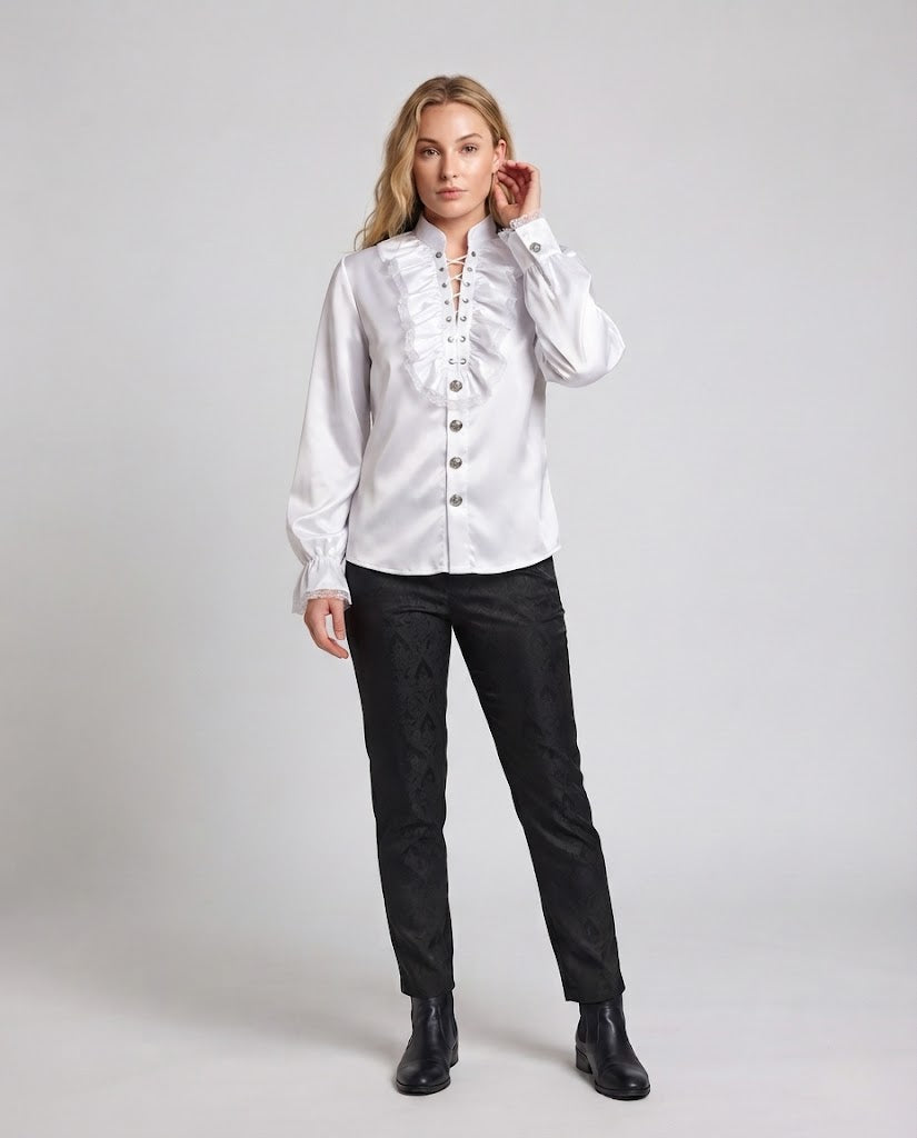 Women's Ruffle Blouse with Elegant Details Chichicherry