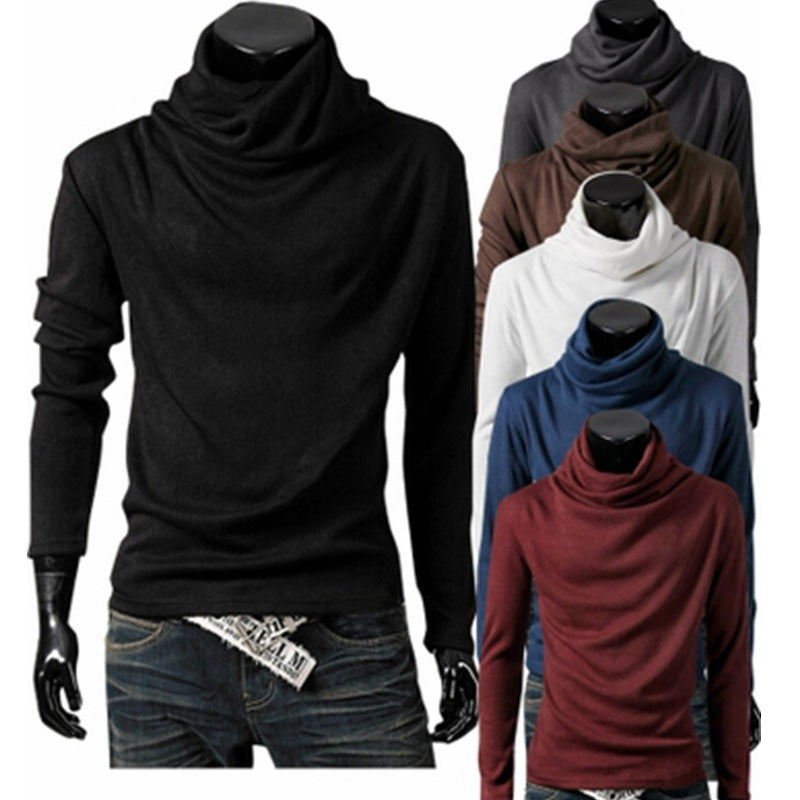 Men's Slim-Fit Long Sleeve Shirt with generous funnel neck and tailored silhouette Chichicherry
