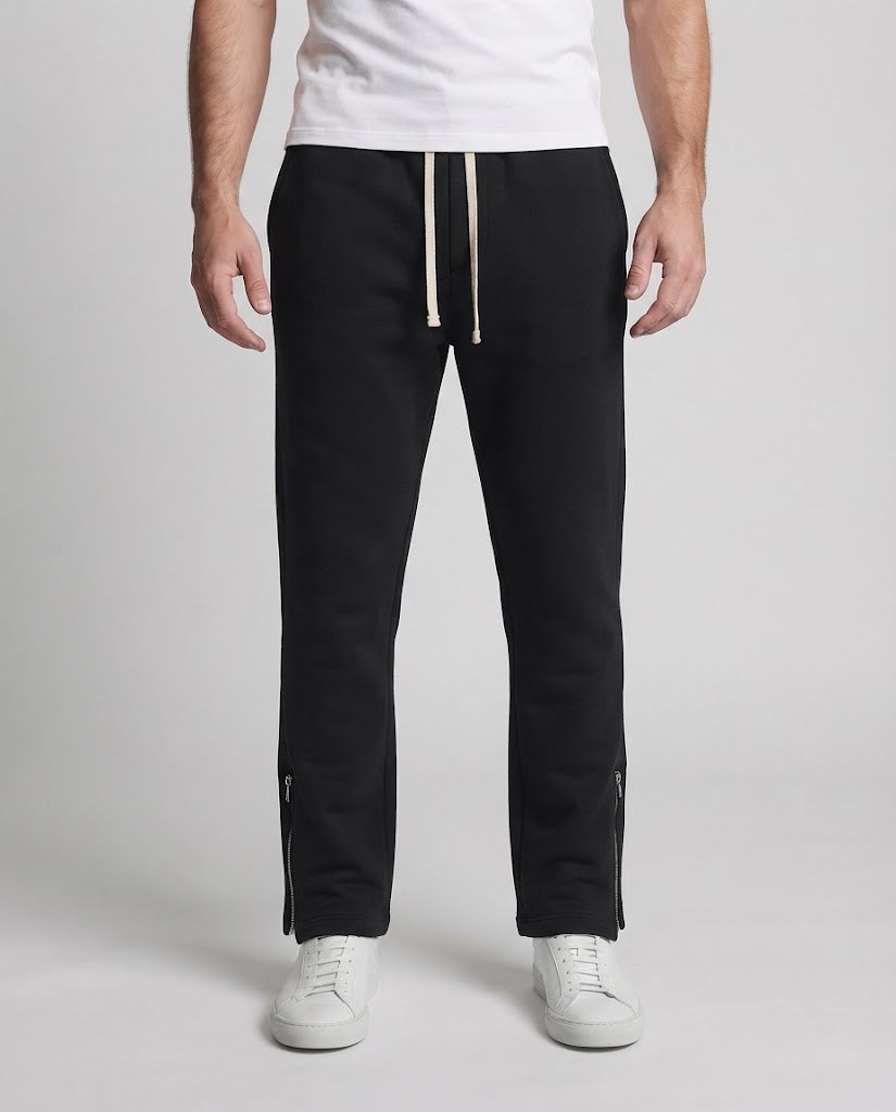 Men's Relaxed Lounge Sweatpants with Wide Leg, Pleat and Side Hem Zip Chichicherry