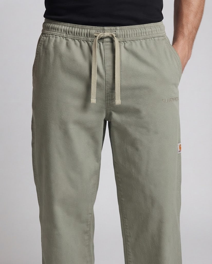 Men's Wide Relaxed Leisure Pants with Drawstring Waist and Straight Leg Chichicherry
