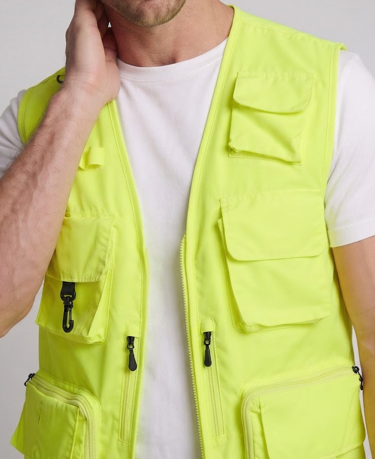Men's multifunctional outdoor utility vest with numerous pockets and mesh lining Chichicherry