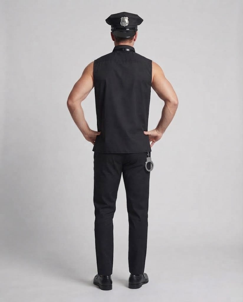 Men's Police Costume with Sleeveless Top and Accessories Chichicherry