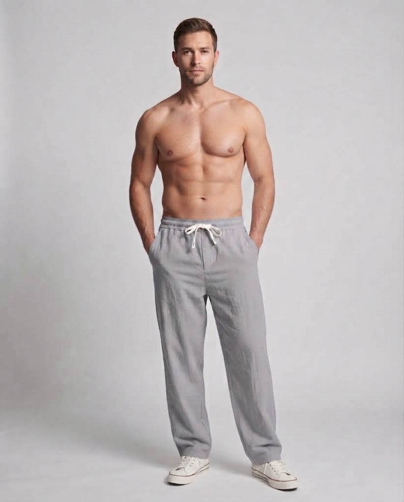 Men's Wide Chino Pants in Relaxed Fit with Cuff and Crease Chichicherry