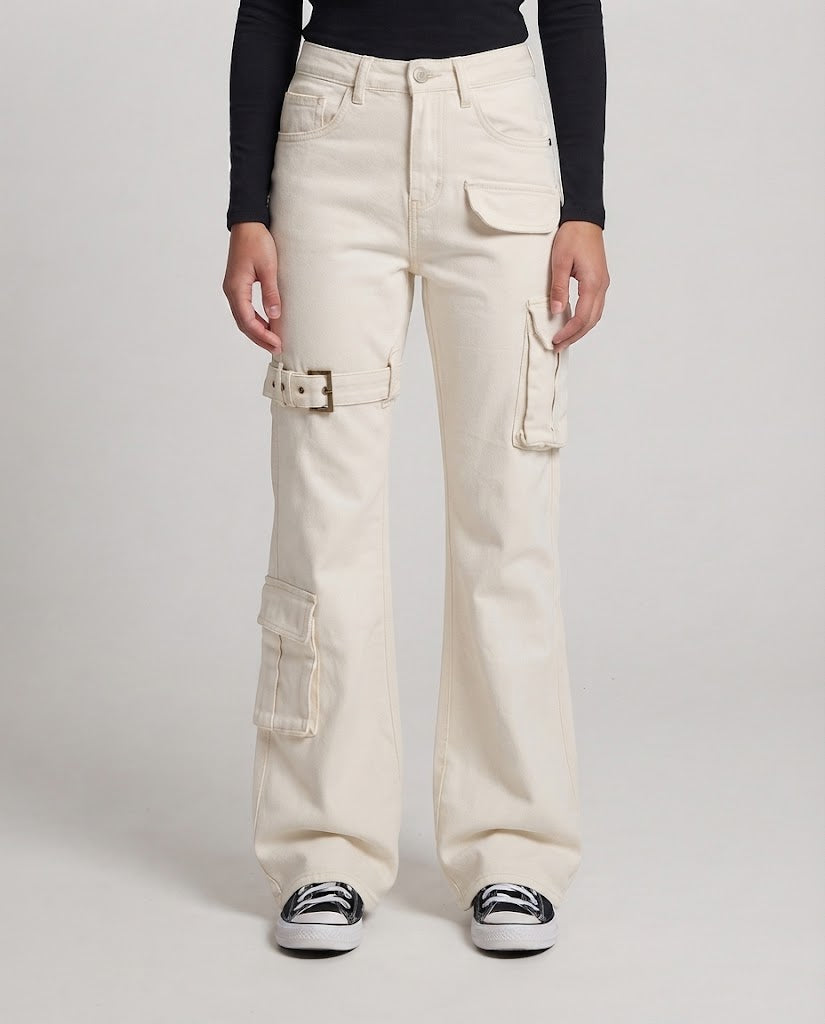 Women’s cargo palazzo pants with utility pockets and leg buckle Chichicherry