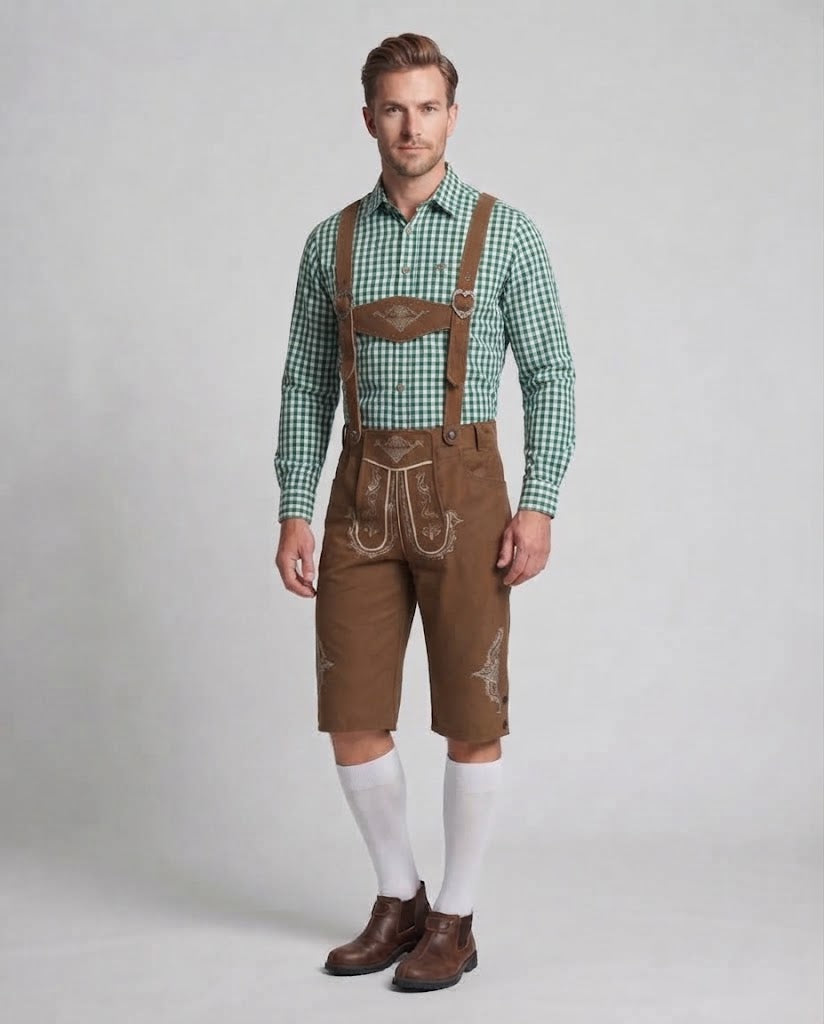 Men's traditional leather shorts with elaborate embroidery Chichicherry